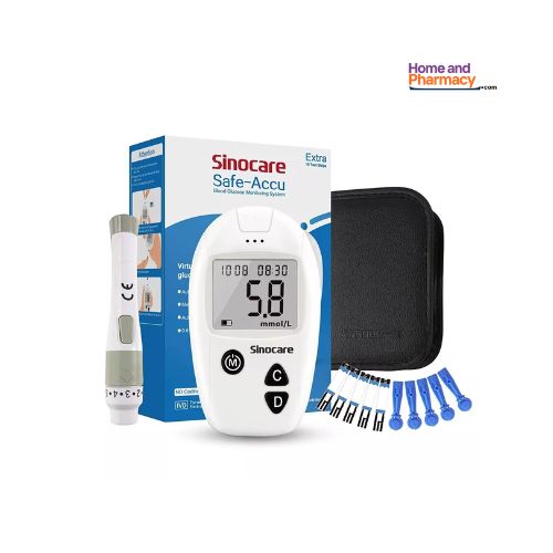 Sinocare Safe Accu WHITE Blood Glucose Monitor / 100 Strips Diabetes Test